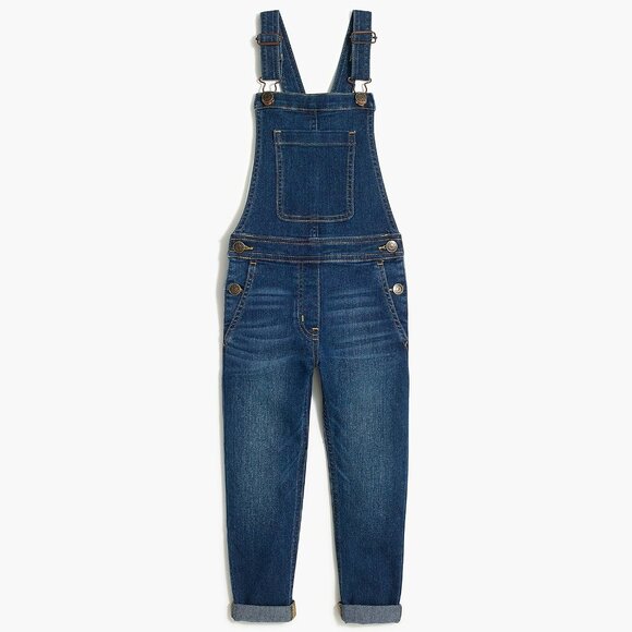NWT Crewcuts Girls' Denim Overalls Broken In Coastline Blue Size 16 - Picture 1 of 2